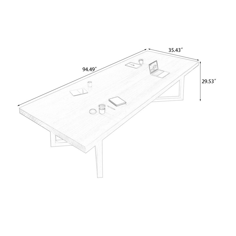 Table de conférence Burlywood, H 29,53 po x L 94,49 po x l 35,43 po