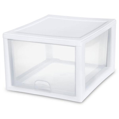 Sterilite Clear & White Plastic Storage Bin with One Drawer