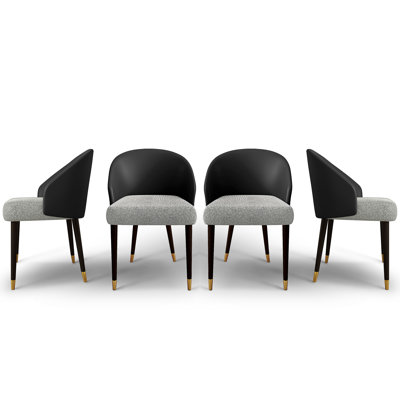 Modern Faux Leather Dining Chairs Upholstered Solid Back Side Chair