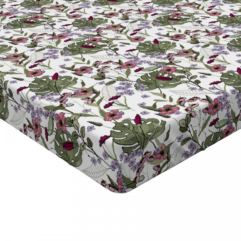 Microfiber Floral Fitted Sheet, Full/Double Fitted Sheet