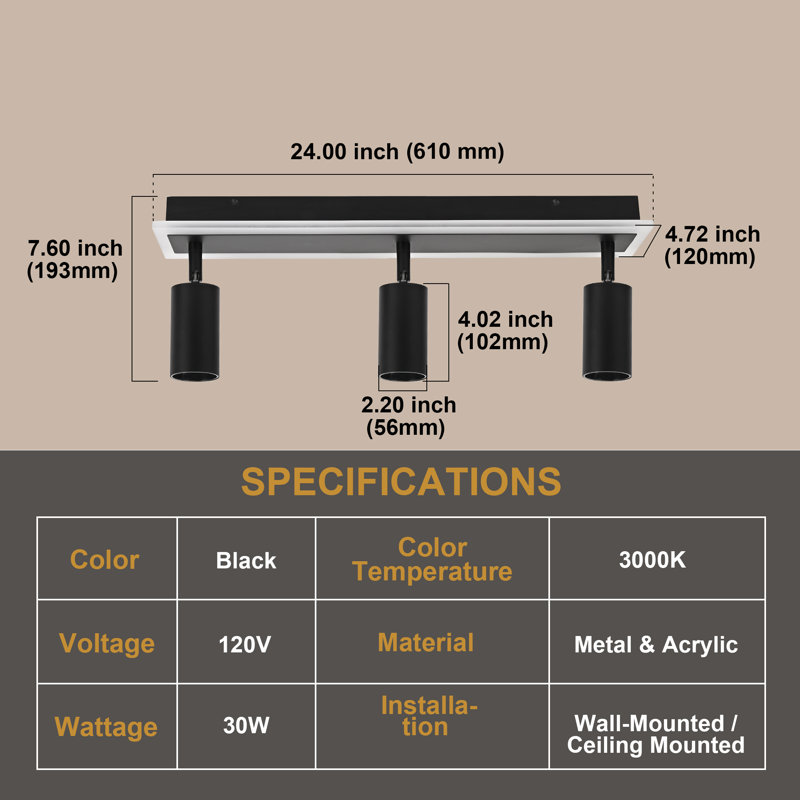 Plug In Track Lighting, LED Rotatable Heads 5 Ways Track Lighting, Track Lighting Fixtures Ceiling, Modern Black Track Light For Kitchen, Living Room. (Built-In LED Bulbs Included)