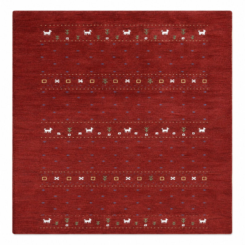 Tapis écologiques tissés à la main Maggiemae, Rouge, Carré 8 pi