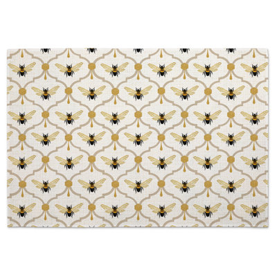All The Bees 4-Pack Poly-Cotton Blend Washable Placemats