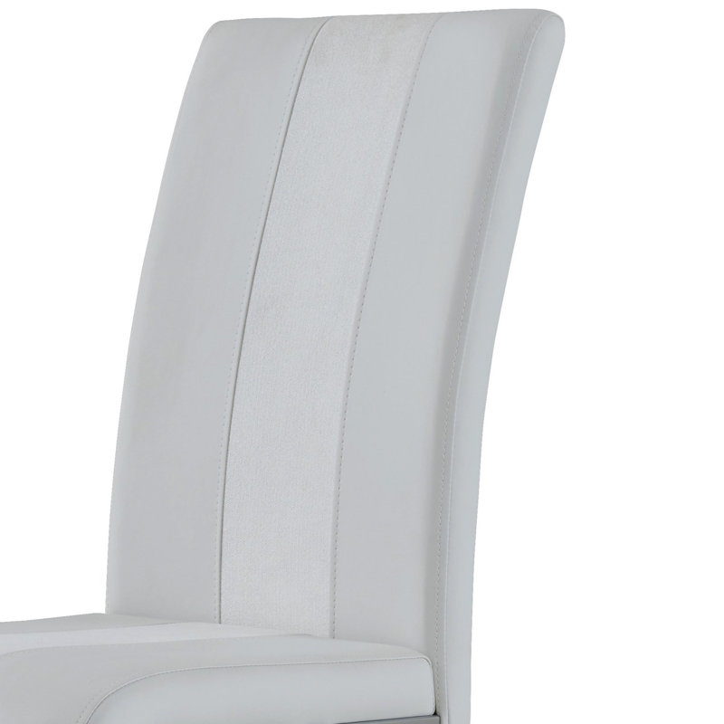 Chaise de salle à manger blanche de 4 pièces - tissu, pieds en métal, sièges rembourrés, finition polie, rectangulaire