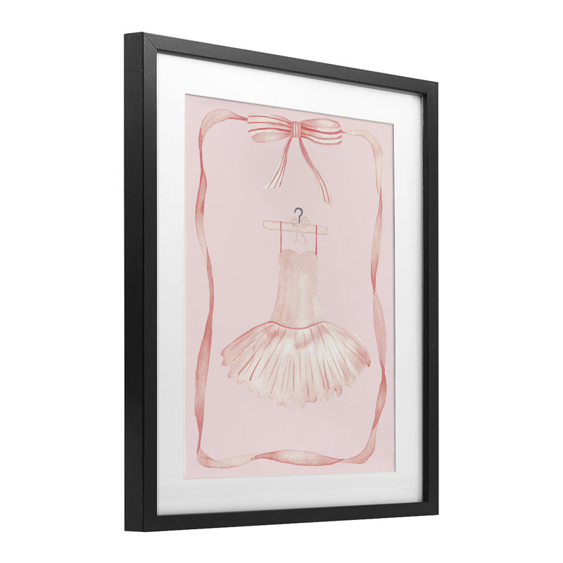 «Ballet Dress on Hanger», reproduction encadrée sous verre, conception de Nina Jacobs, H 16 po x l 13 po, Cadre noir minuit