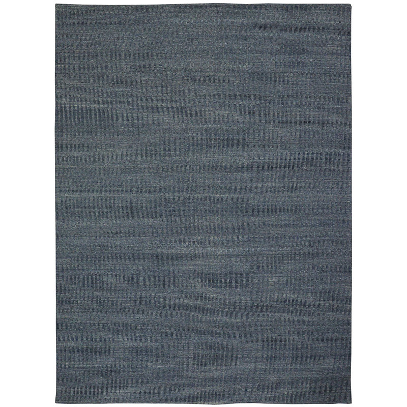 Sound Waves Wool Area Rug in Blue/Graphite, Rectangle 10'3" x 13'11"