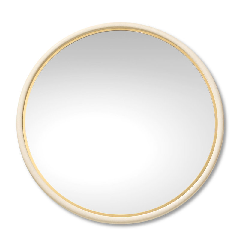 Cream Round Classic Wall Mirror with Engineered Wood Frame
