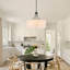 Lustre moderne tambour doré à 6 lumières avec abat-jour en lin-128460768