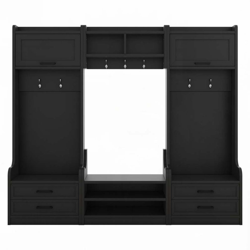 Portemanteau détachable avec rangement et 7 crochets, portemanteau multifonctionnel avec tiroirs de rangement et armoire