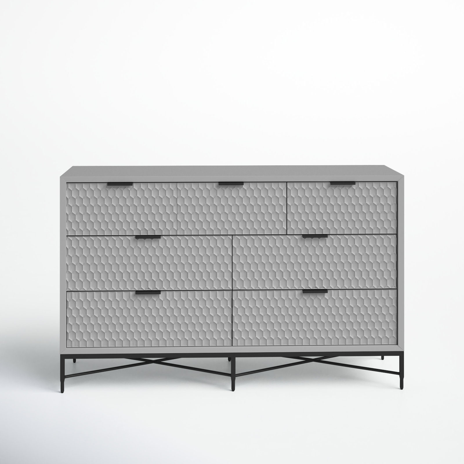 Capra 7 Drawer 56" W Double Dresser, Sky Gray