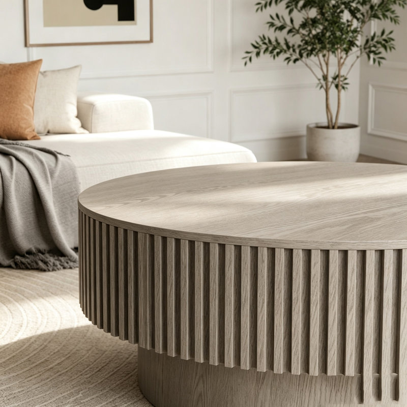 Table basse ronde avec rangement caché, 32 lbs, Grey