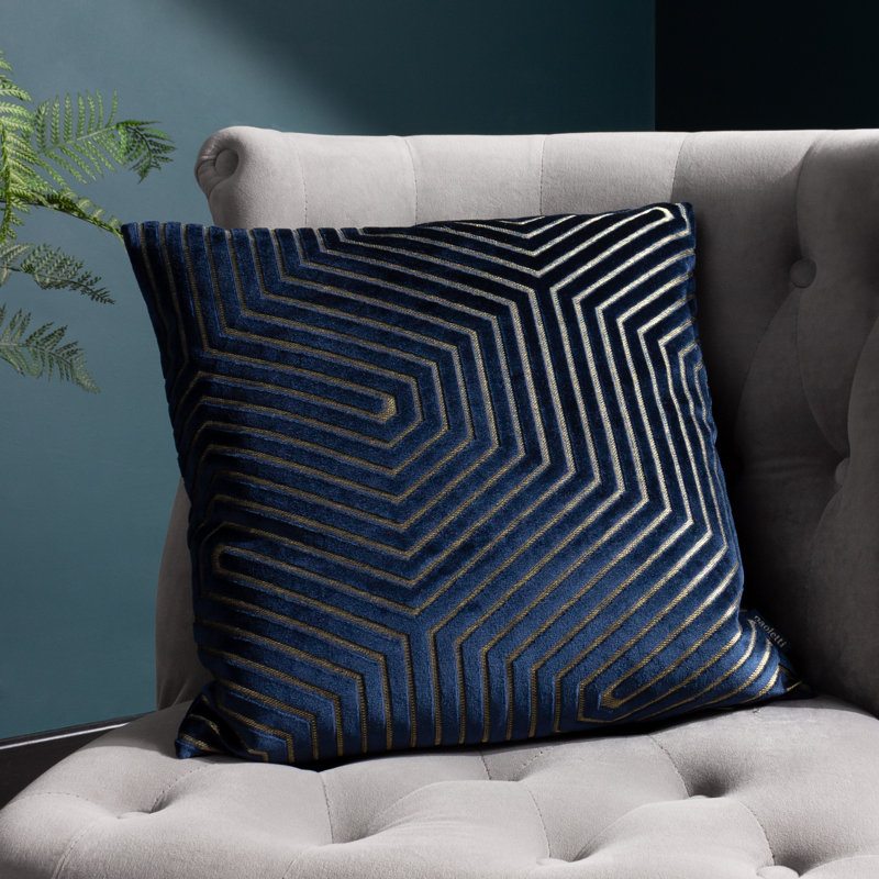 Evoke Geometric Square Cushion, Navy