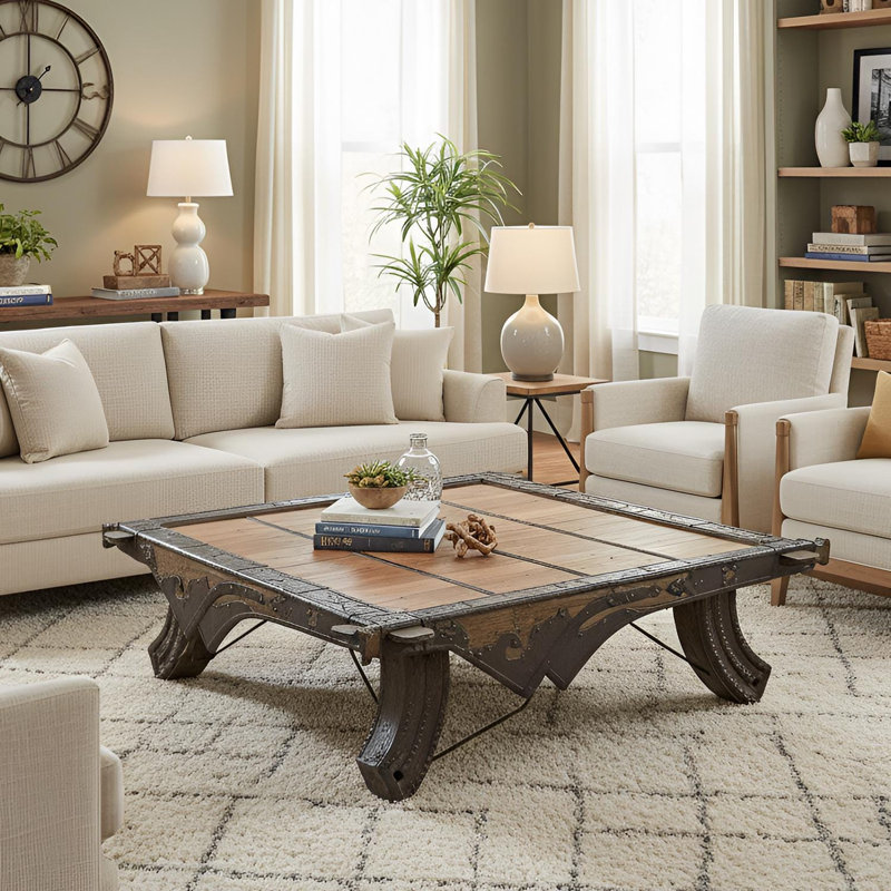 Large Reclaimed Teak Square Coffee Table