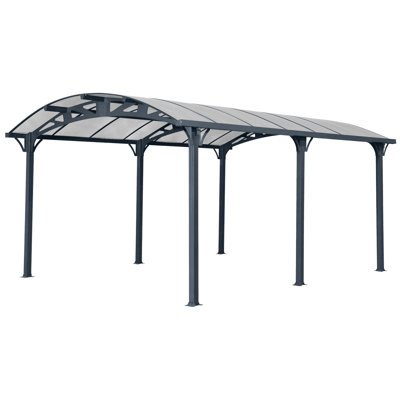 Arch Carport with Aluminum Frame & Polycarbonate Panels - 12x16x8 FT