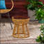 Table d'appoint charmante en osier avec plateau en verre trempé pour l'extérieur et décor bohème chic