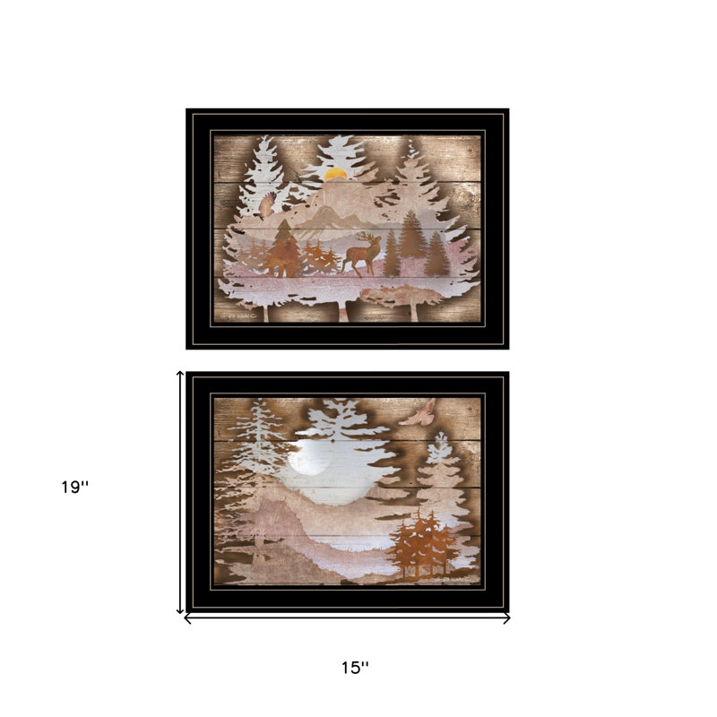 Ensemble de deux superbes impressions murales plein air, H 15 po x l 19 po, Cadre noir