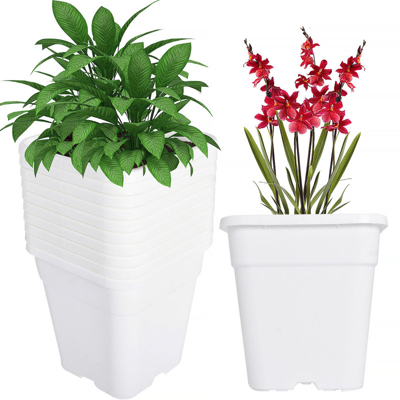 10pcs 3-Gallon Square Plastic Flower Pots Suitable For Indoor And Outdoor Flower Planting, Reusable, Essential Tool For Gardening Enthusiasts