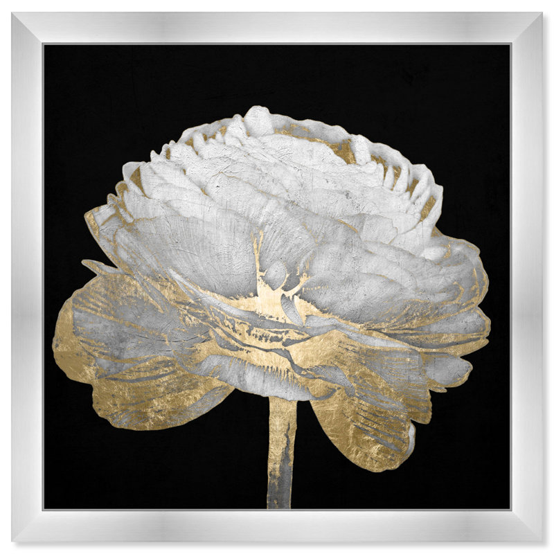 Gold And Light Floral " Gold And Light Floral II " by Oliver Gal Painting Print, Silver Framed, 32" H x 32" W