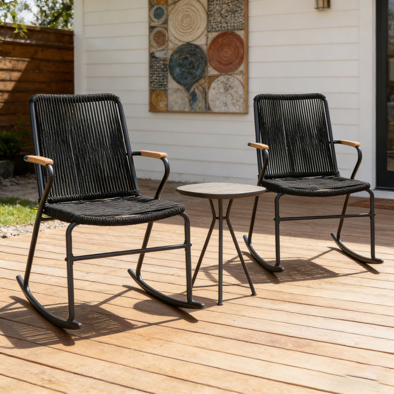 Chaise d'extérieur en rotin, Noir
