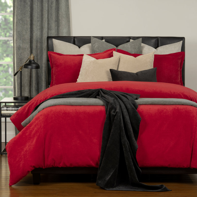 Polyester Channel Duvet Cover & Insert, King Duvet Cover + 2 Sham, Berry