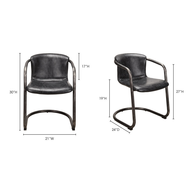 Freeman Bar Stool, Black Genuine Leather