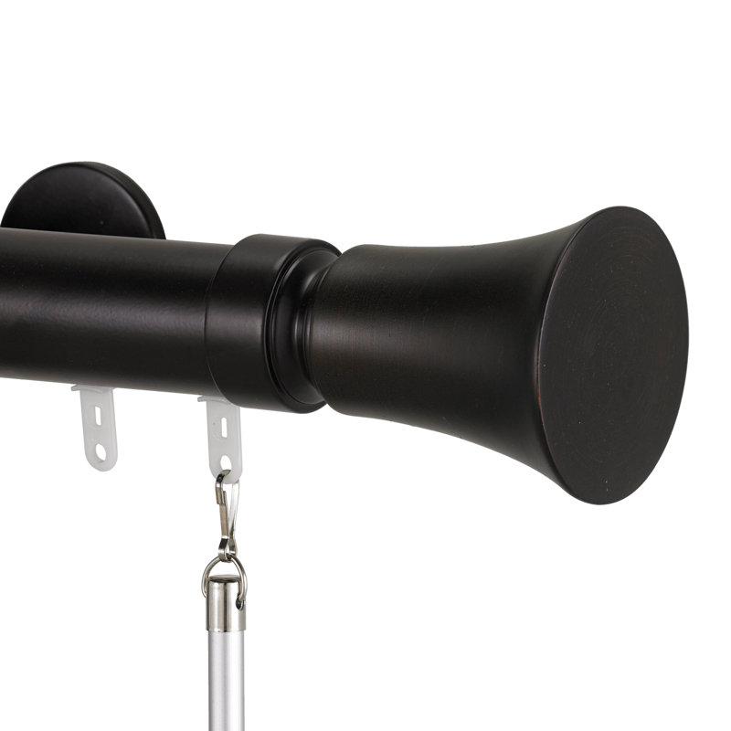 Tama Single Curtain Rod, Black, 3.5" H x 72" W x 3.75" D
