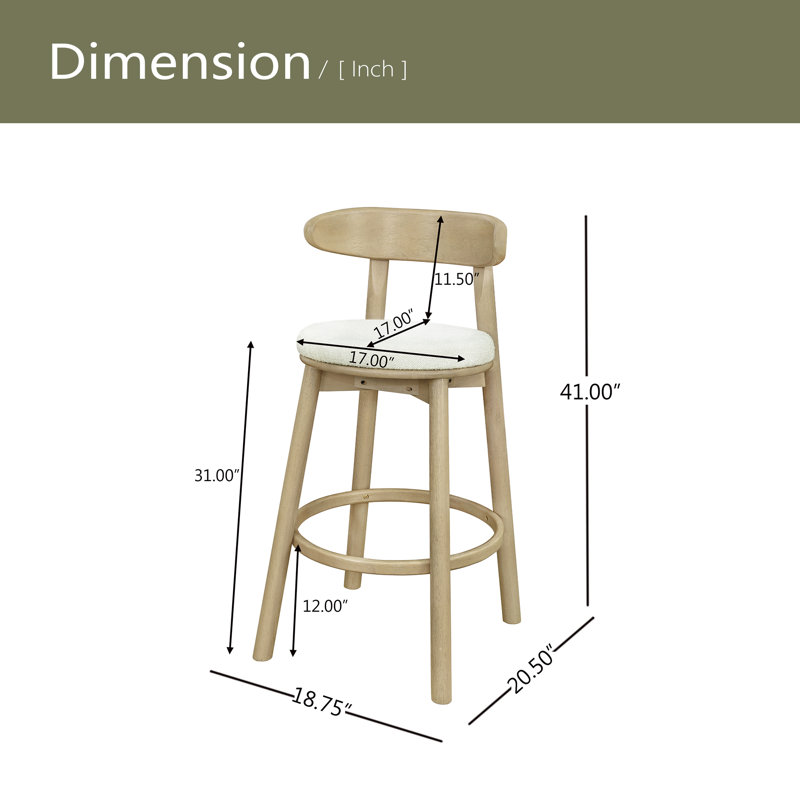 Tabourets de bar ronds à coussins, Frêne clair