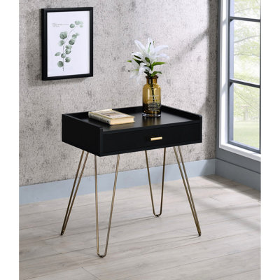 Table d'appoint 23,5 po avec pieds en épingle à cheveux en cuivre et table Mid-Century 23,5 po, style, rangement inclus