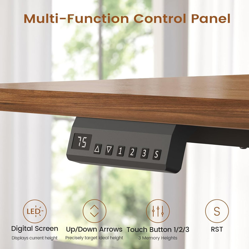 Shontae L-Shaped Computer Desk with Power Outlet, Brown/Black