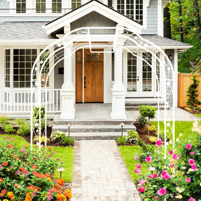 Metal Garden Arch 98.4" H X 74.4" W, Cream White - Enhance Appearance 74.4"X98.4" Trellis Support Plant Growth