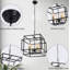 Suspension carrée moderne à 4 lumières, style ferme, avec chaîne de suspension ajustable, noire et dorée.-190382495