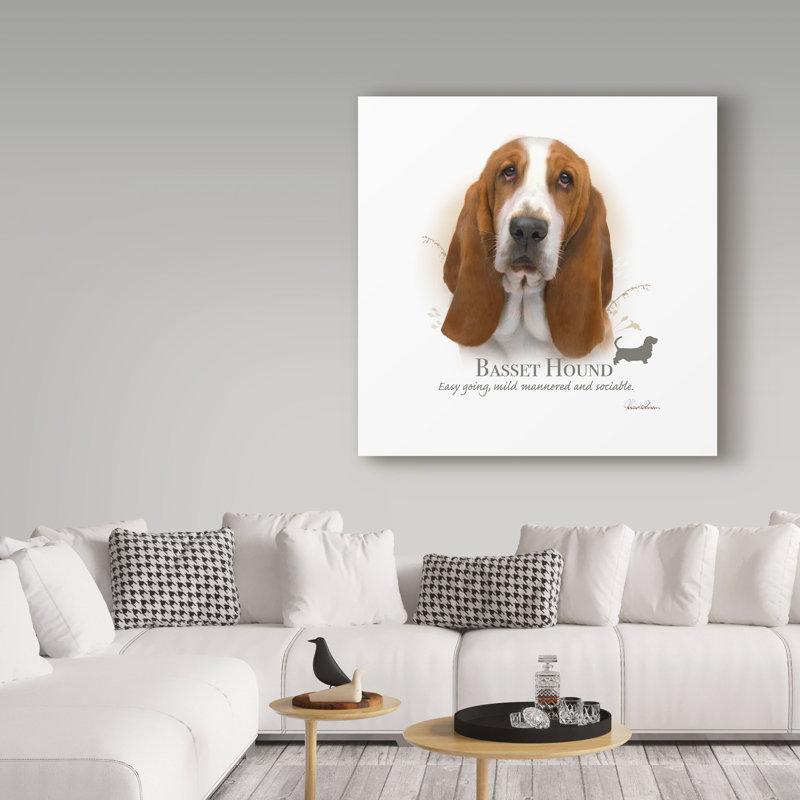 Basset hound-impression d’art graphique sur toile tendue, H 18 po x l 18 po x P 2 po