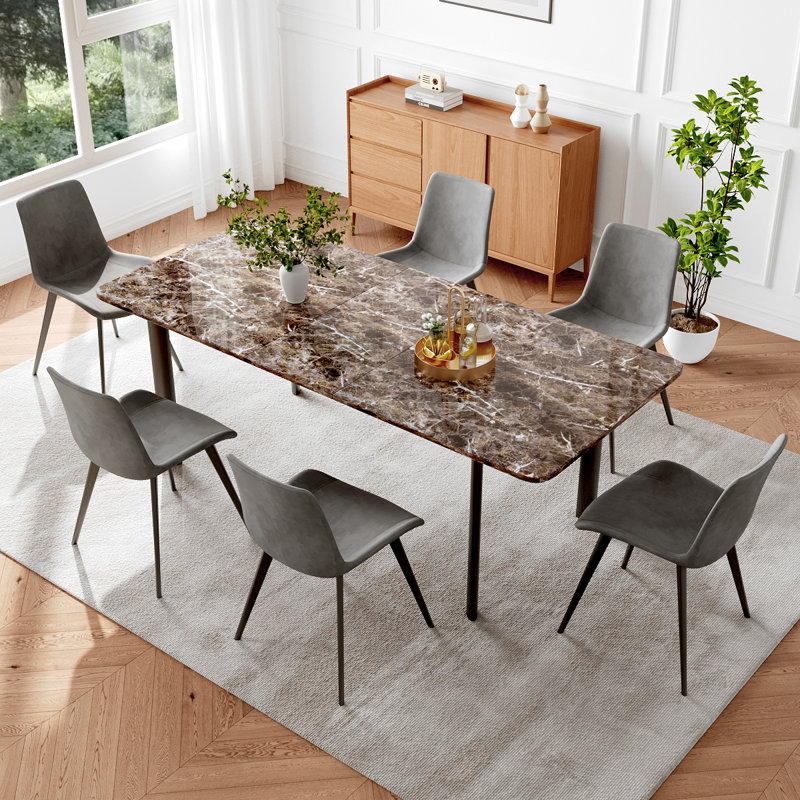 Ensemble de table de salle à manger 7 pièces en MDF, table carrée extensible, ensemble de table à manger de cuisine moderne, table de salle à manger avec 6 chaises