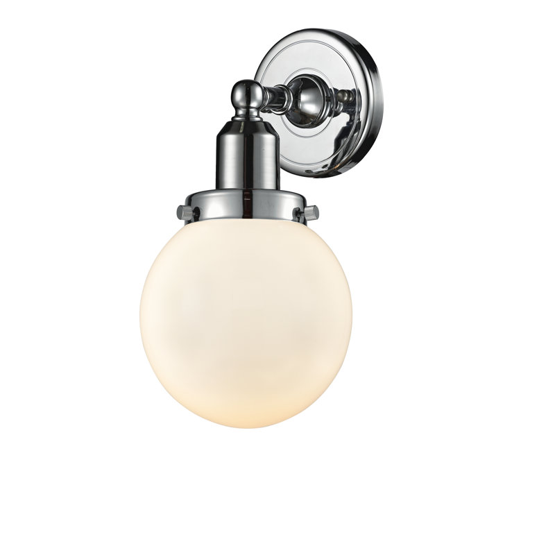 Amhurst Armed Sconce, White, Polished Chrome, Incandescent