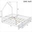 Lit plateforme double en bois massif de style maison avec garde-corps de sécurité, sans sommier tapissier, finition blanche
