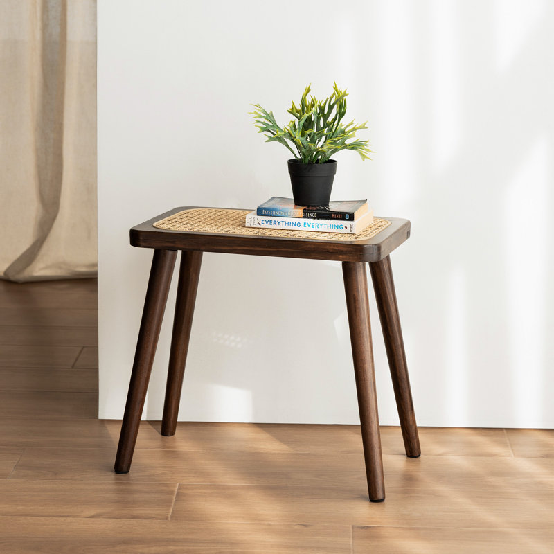 Rattan Accent Stool, Walnut