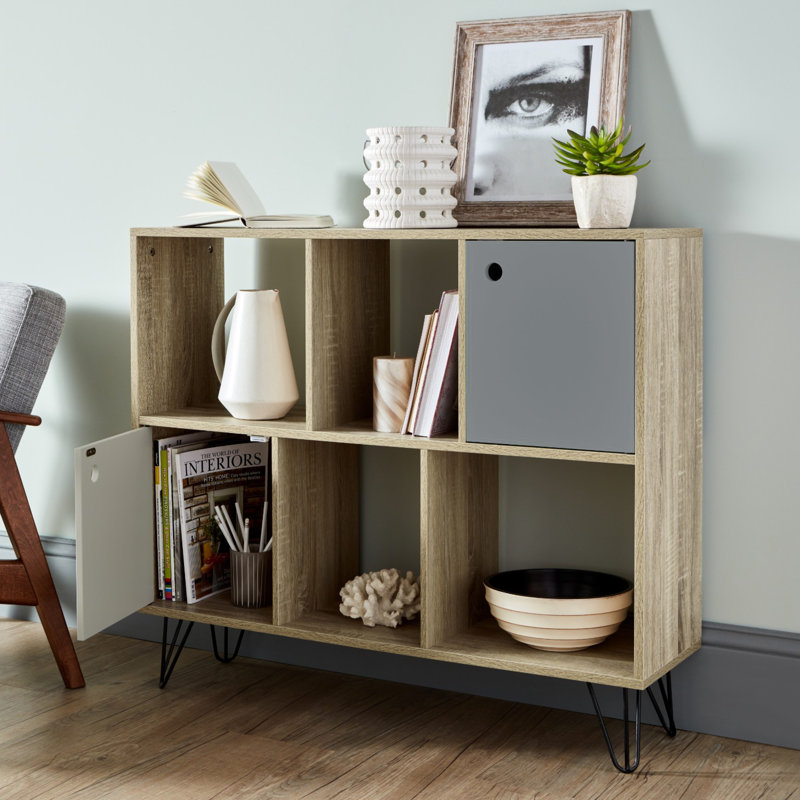 Azeil Bookcase, Natural/Grey