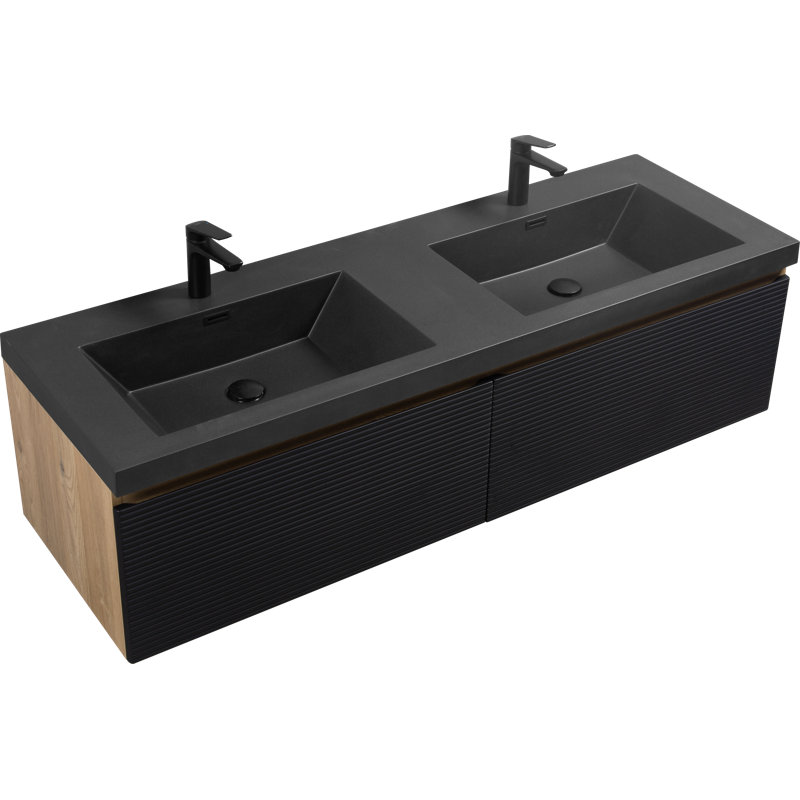 Meuble-lavabo double Prius de 59 po avec lavabo noir intégré 