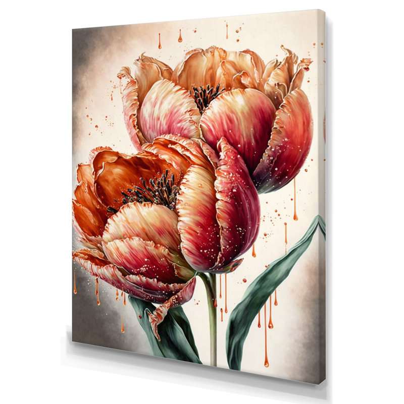 «Blooming Red Tulip», impression sur toile, H 20 po x l 12 po x P 1 po, Toile tendue