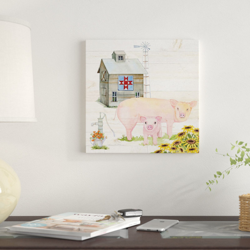 «Life On The Farm III» par Kathleen Parr McKenna, reproduction sur toile tendue sur châssis, H 18 po x l 18 po x P 1,5 po