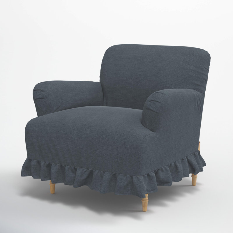 Fauteuil Maggie Ruffle, Lin bleu marine classique