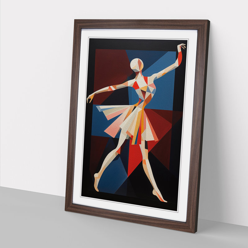 Ballet Dancer Constructivism - Framed Print, 46cm H x 34cm W x 2cm D, Walnut