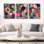 «Vibrant Flower Wall Horizon I», ensemble d'art mural encadré abstrait rose sur 3