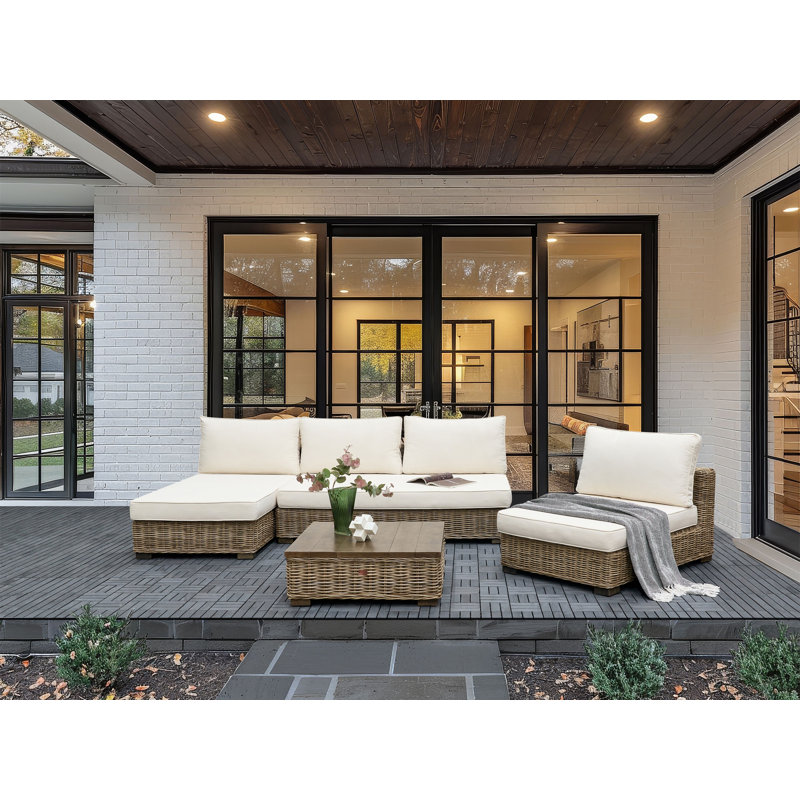 Lounge Set Varallo Rattan Grey, Left Hand Facing