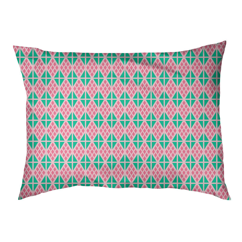 Coussin diamants Byrge, Très grand (l 52 po x P 42 po x H 17 po), Rose clair / bleu sarcelle
