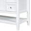 Meuble-lavabo blanc de 36 po, lavabo en céramique et bois massif en peuplier d'hévéa, une armoire, trois tiroirs, finition peinte, emplacement de lavabo encastré au centre, tablette réglable à rebord plat de 36 po, fixation pour robinet de 4 po-1819132206
