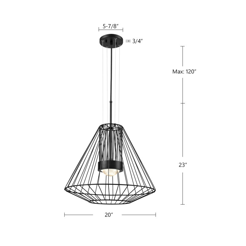 Arctic 1 - Light LED Chandelier, 23" H x 20" W x 20" D