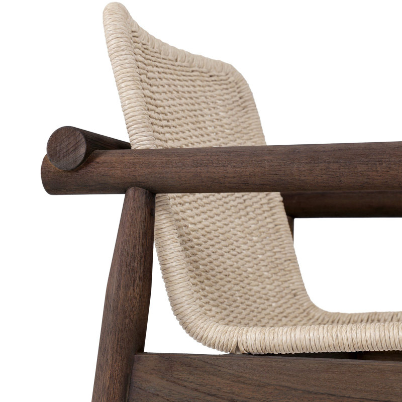 Dume Outdoor Dining Armchair, White/Brown