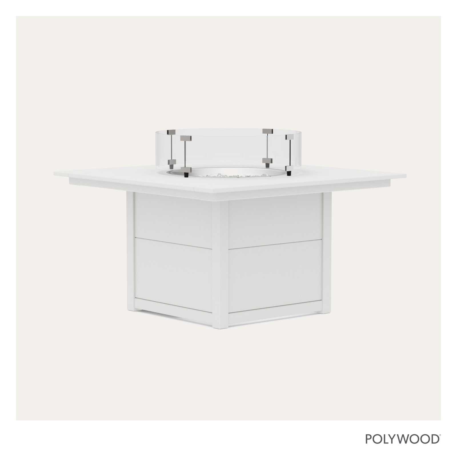 POLYWOOD® Square 42" Fire Pit Table, White
