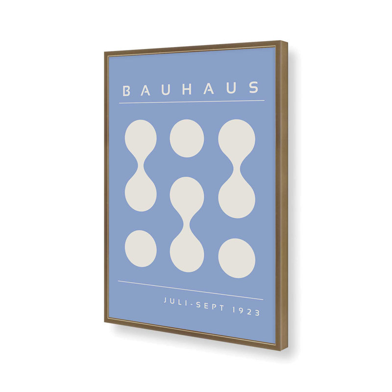 Blue Bauhaus Flow II, reproduction encadrée, H 15,25 po x l 12,25 po, Or brossé